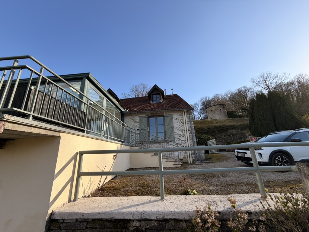 Steps and terrace leading up to the house entrance